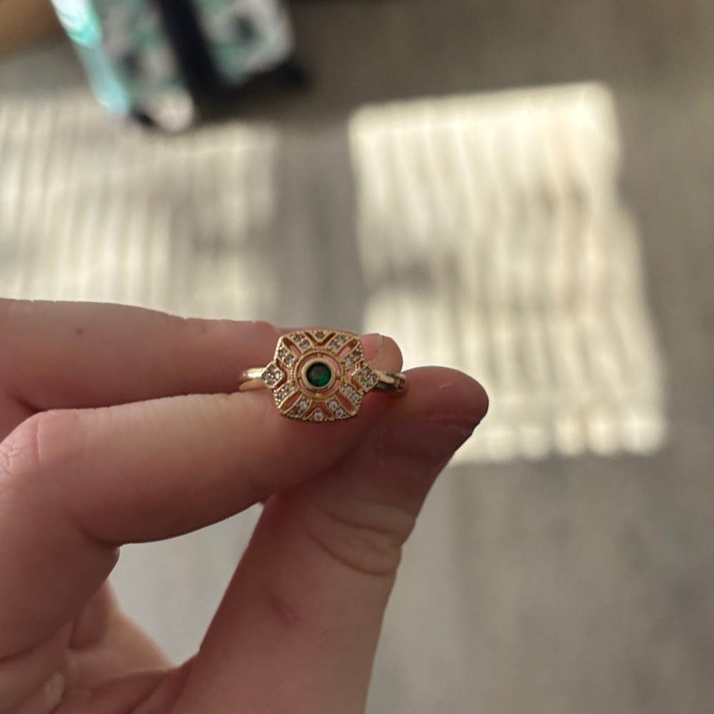 Hobby Lobby Gold and Green Geometric Ring